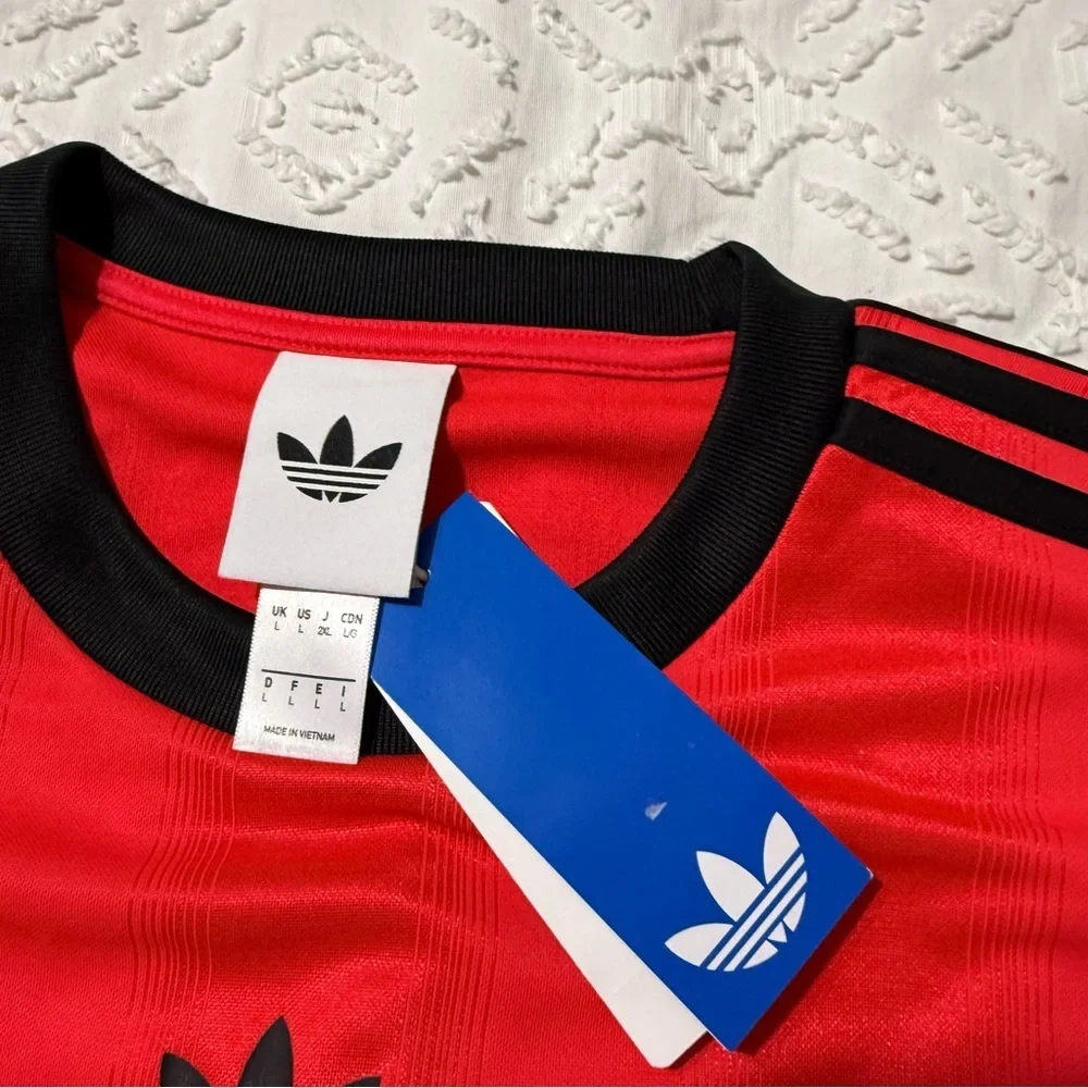 adidas Men's Adicolor Jacquard Jersey Lucid Red Black Classic Men’s Size Large